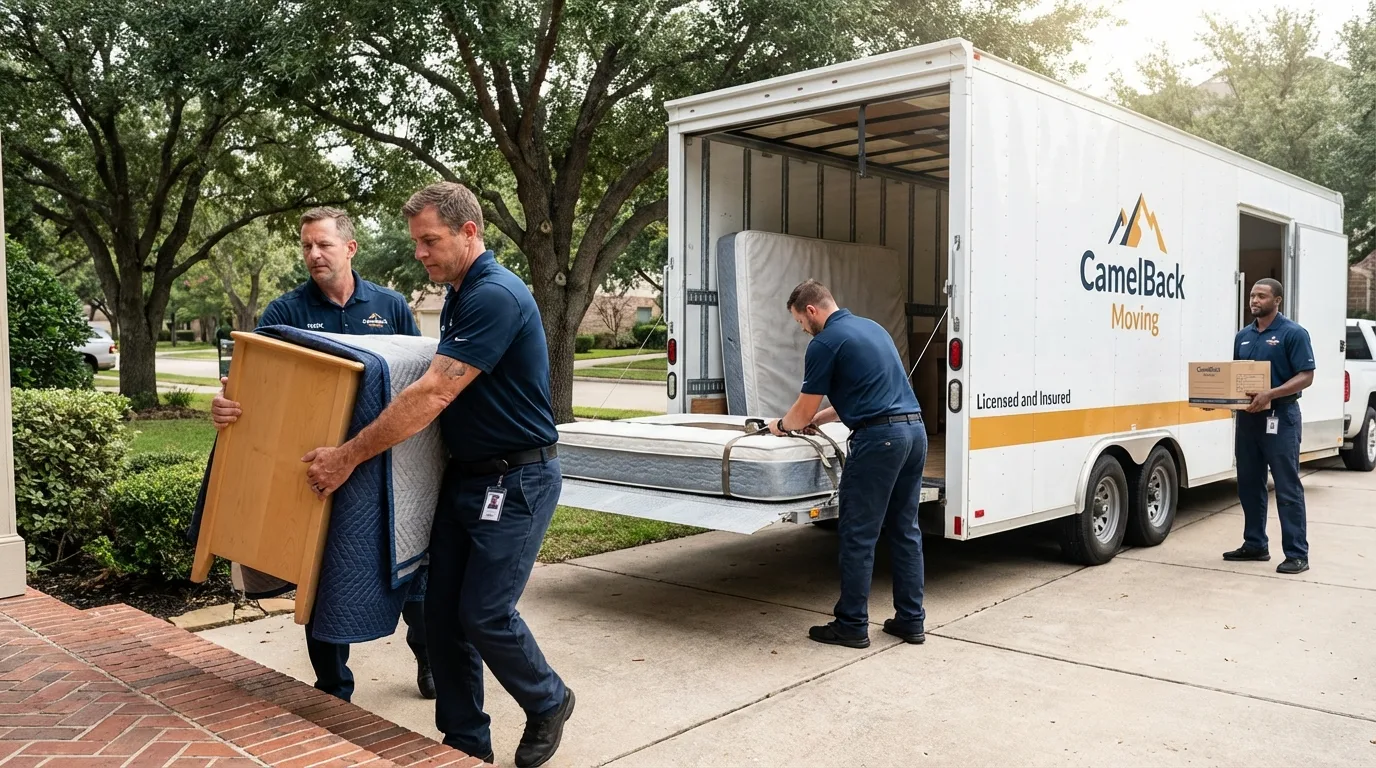 Crew loading residential truck for cross-state move from Ford City, PA