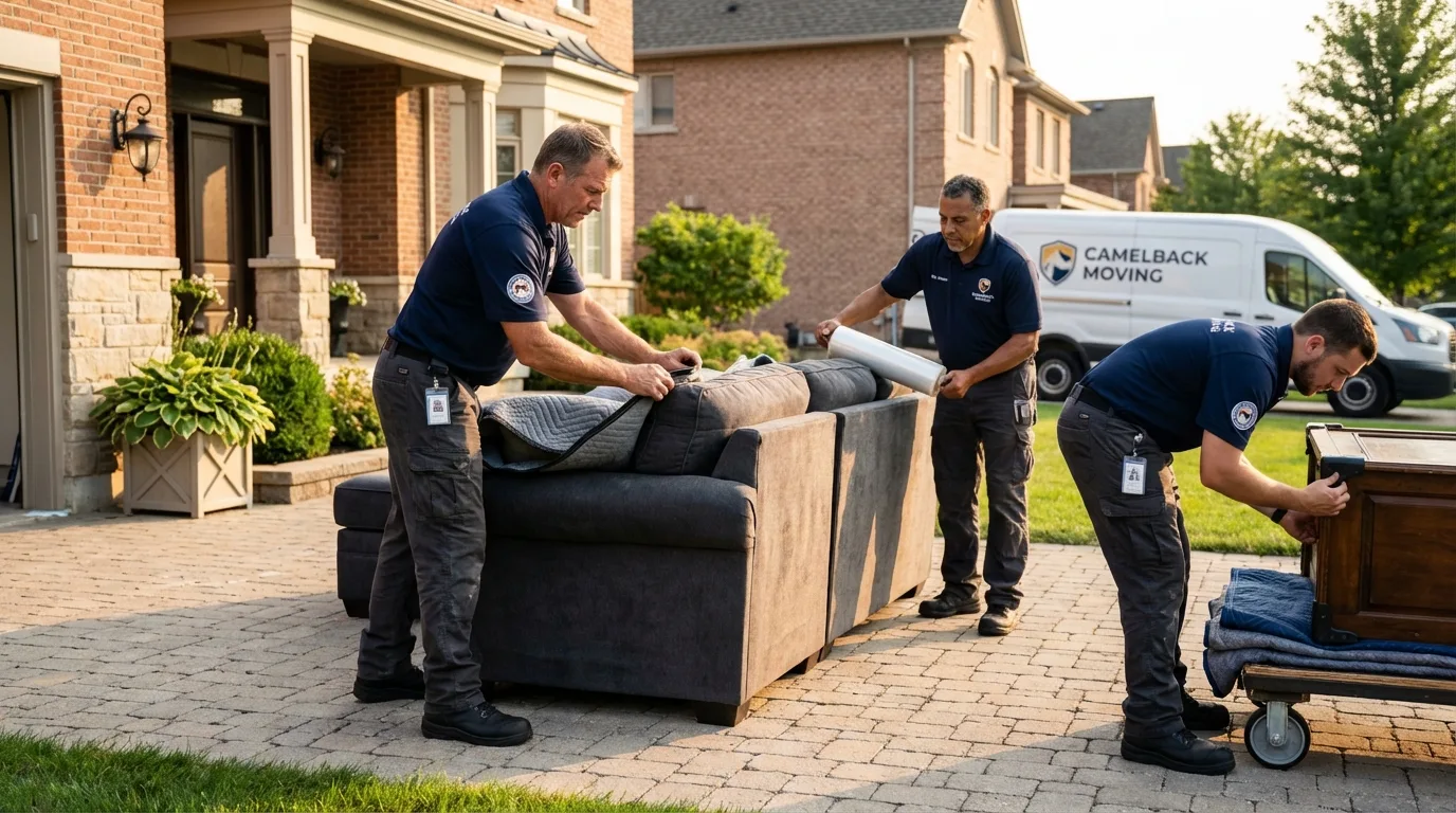 Large estate moving crew wrapping furniture in Ford City, PA