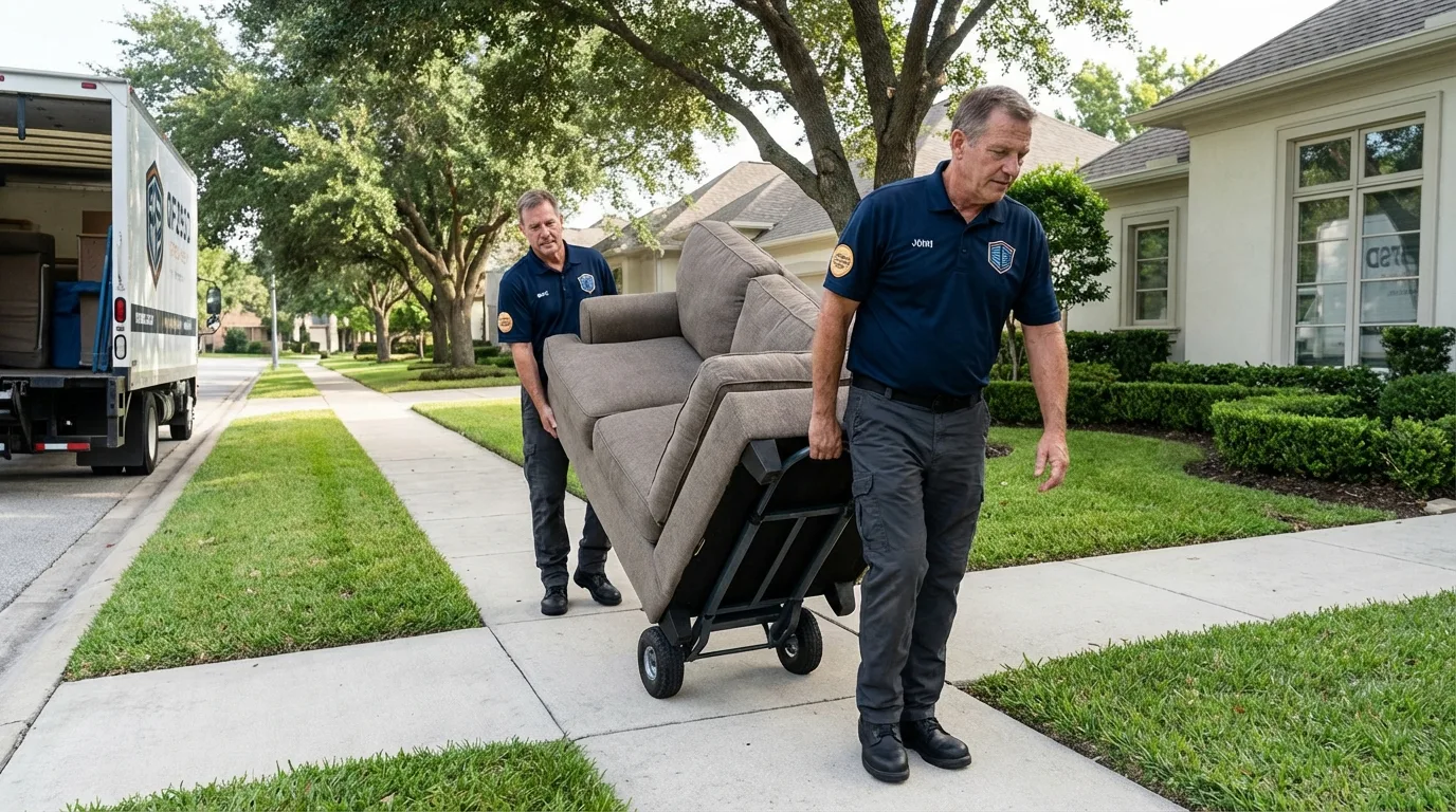 Local residential moving crew loading furniture in Ford City, PA