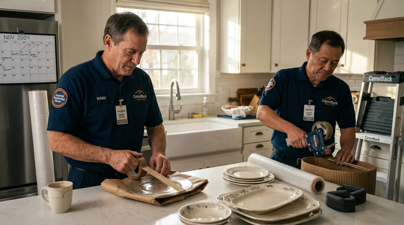 Professional crew packing kitchen dishware in Ford City, PA
